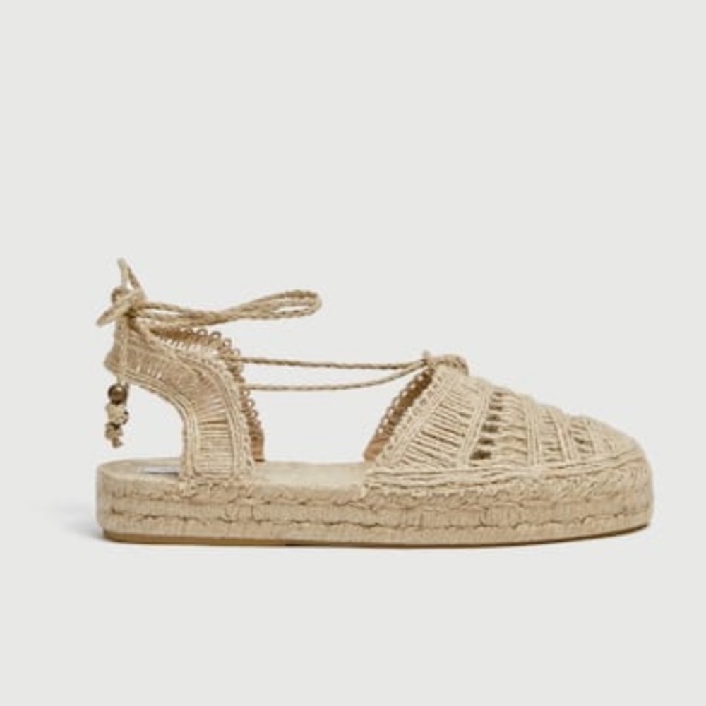 Pull & Bear Platform Wrap Espadrilles Size 8